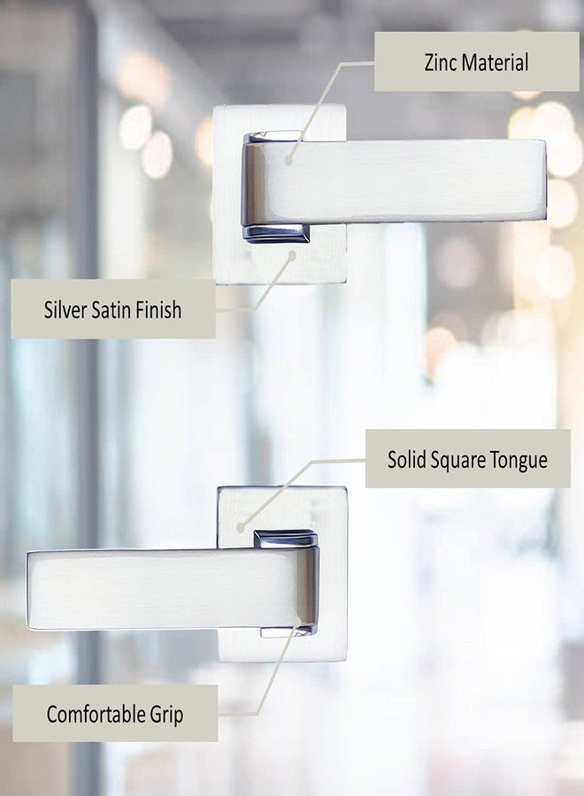 أتوم طقم مقبض باب على شكل وردة مع قفل | تشطيب فضي ساتان | 3 مفاتيح | قفل بطول 10 بوصات | طقم قفل مزدوج بستة أذرع للأبواب، الحمامات، غرف النوم، غرف المعيشة - Image 4